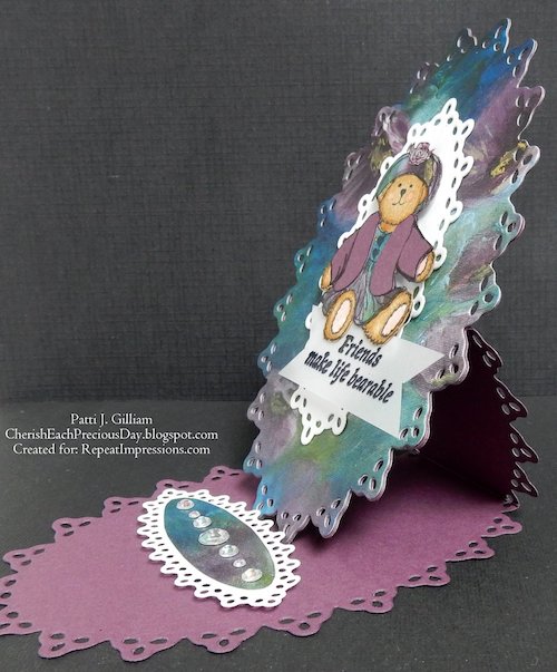 The House That Stamps Built Tic-Tac-Toe Challenge D1119 card (side view) by Patti Gilliam