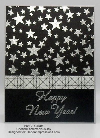 The House That Stamps Built Theme Challenge D2921 ~ New Years creation by Patti Gilliam